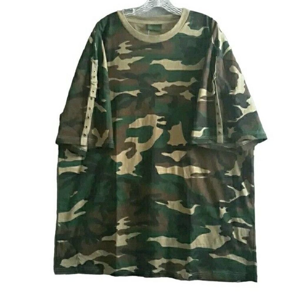 Riflessi Camouflage T Shirt Mens 3XL Green Cotton Twill Sleeve Straps NWT